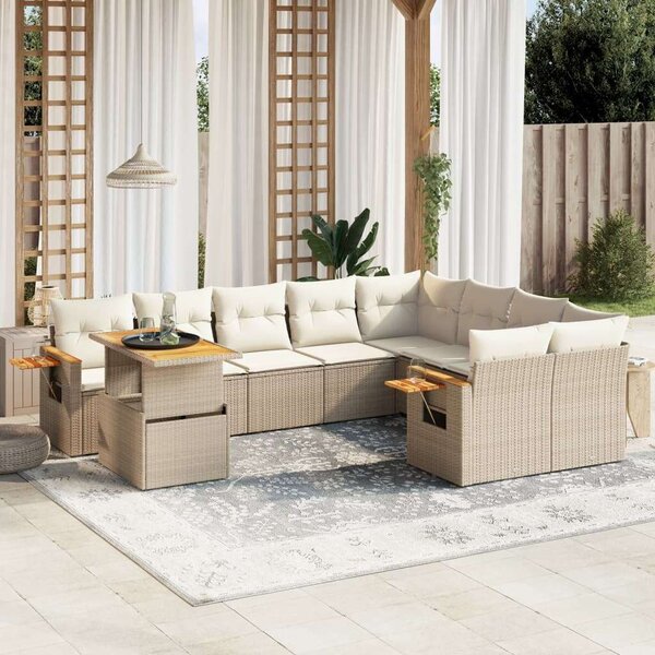 VidaXL Polyrattan Kerti Ülőgarnitúra - Bézs - 10 részes