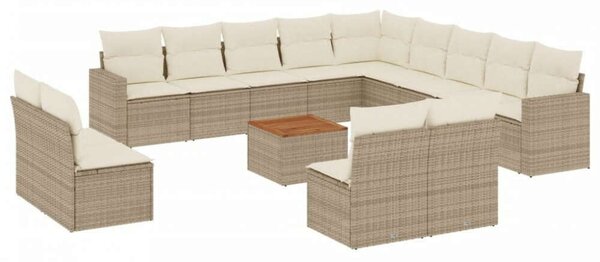 VidaXL 14 részes bézs polyrattan kerti ülőgarnitúra párnával