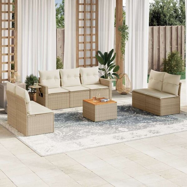 VidaXL Polyrattan Kerti Ülőgarnitúra - 8 részes - Bézs