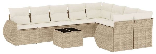 VidaXL Polyrattan Kerti Ülőgarnitúra - 10 részes - Bézs