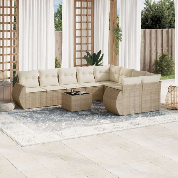 VidaXL Polyrattan Kerti Ülőgarnitúra - 10 részes - Bézs