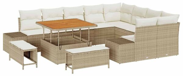 Kerti Kanapé Szett tárolóval 12 pcs Bézs Poli rattan