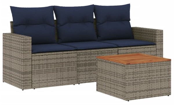 4 részes szürke polyrattan kerti ülőgarnitúra párnával
