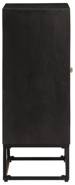 Fekete tömör mangófa és vas tálalószekrény 55 x 30 x 76 cm