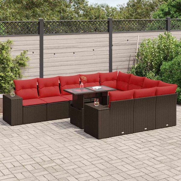 VidaXL 11 részes barna polyrattan akácfa kerti ülőgarnitúra párnákkal