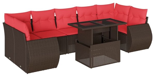 VidaXL 8 db barna polyrattan kerti kanapégarnitúra párnákkal