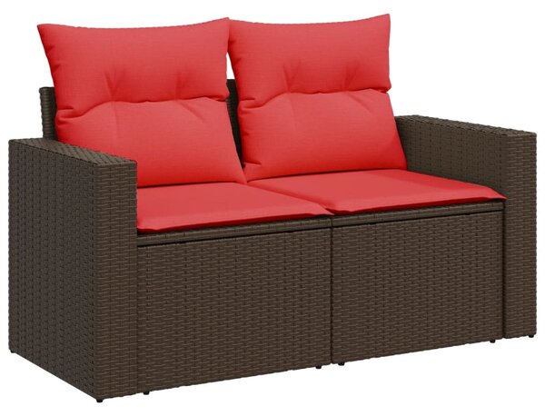 9-részes barna polyrattan kerti ülőgarnitúra párnákkal