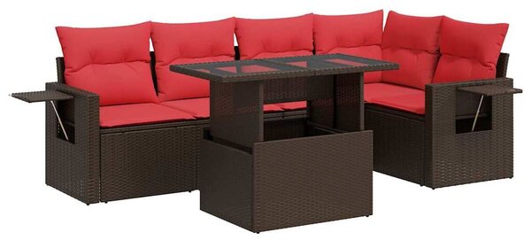 VidaXL 6 részes barna polyrattan akácfa kerti ülőgarnitúra párnával