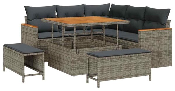VidaXL Kerti Kanapé Szett 8 pcs Szürke polirattan