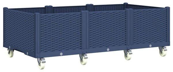 Kékszürke polipropilén rácsos kerekes ültetőláda 150 x 80 x 54 cm