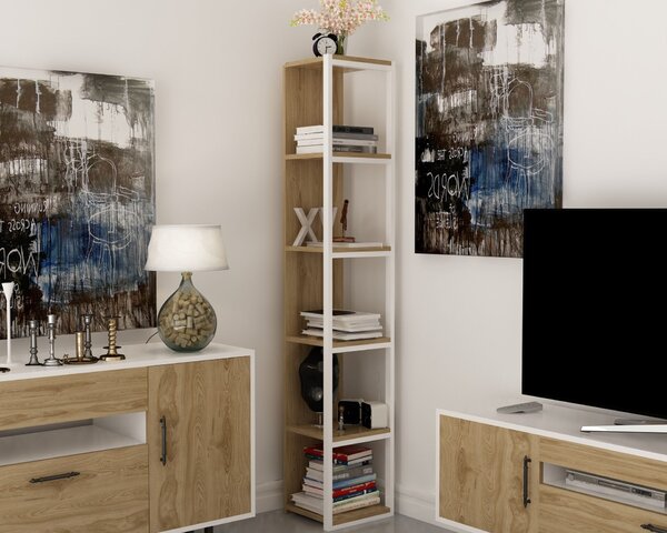 Hanah Home könyvespolc Oak White Texas - Fehér, Ud