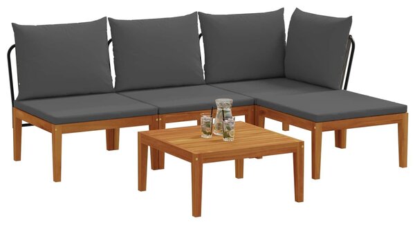 VidaXL 5 pcs Kerti Lounge Szett Párnákkal Tömör akáciafa és kötél