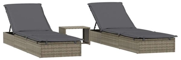 VidaXL Napozóágy Szett - 2 db, Szürke Polyrattan