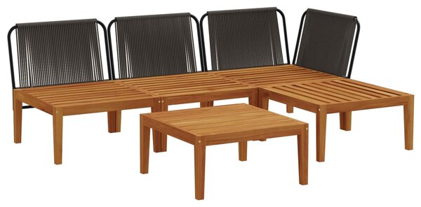 VidaXL 5 pcs Kerti Lounge Szett Párnákkal Tömör akáciafa és kötél