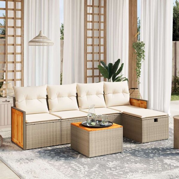 VidaXL Polyrattan Kerti Ülőgarnitúra - 6 részes - Bézs