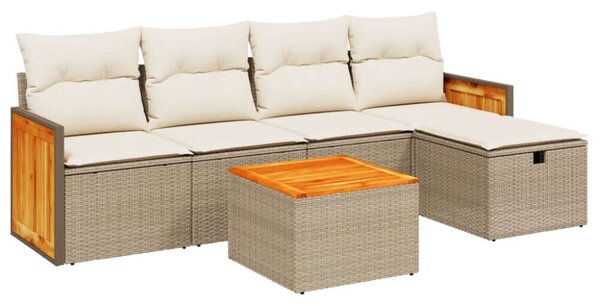 VidaXL Polyrattan Kerti Ülőgarnitúra - 6 részes - Bézs