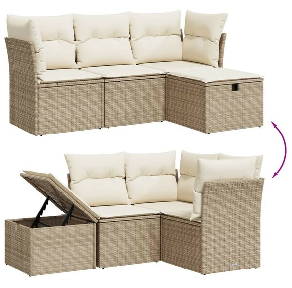 VidaXL Polyrattan Kerti Ülőgarnitúra - Bézs - 4 részes