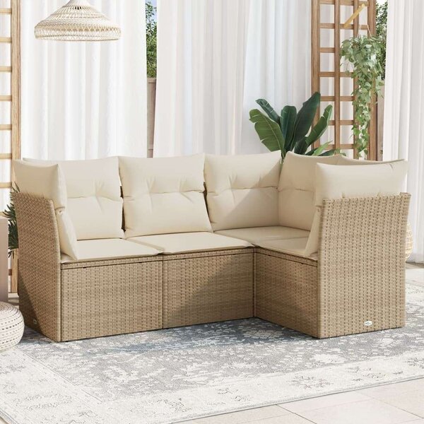 VidaXL Polyrattan Kerti Ülőgarnitúra - 4 részes - Bézs