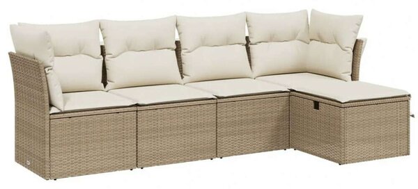 VidaXL Polyrattan Kerti Ülőgarnitúra - 5 részes - Bézs