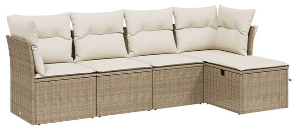 VidaXL Polyrattan Kerti Ülőgarnitúra - 5 részes - Bézs