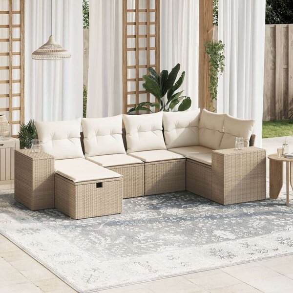 VidaXL Polyrattan Kerti Ülőgarnitúra - Bézs - 6 részes