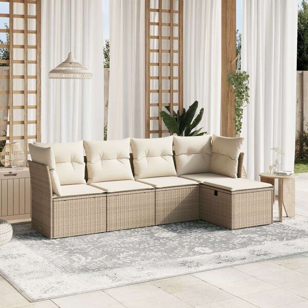 VidaXL Polyrattan Kerti Ülőgarnitúra - 5 részes - Bézs