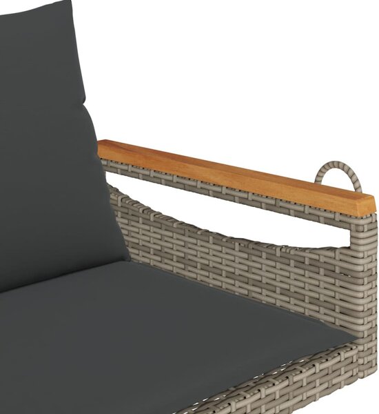 Szürke polyrattan hintapad párnákkal 109 x 62 x 40 cm