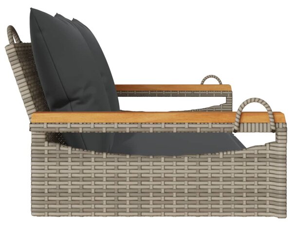 Szürke polyrattan hintapad párnákkal 109 x 62 x 40 cm