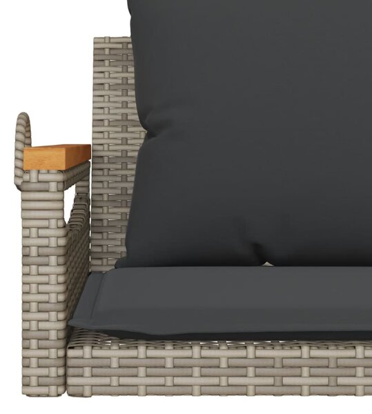 Szürke polyrattan hintapad párnákkal 109 x 62 x 40 cm