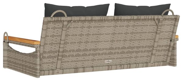 Szürke polyrattan hintapad párnákkal 109 x 62 x 40 cm