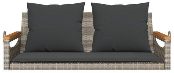 Szürke polyrattan hintapad párnákkal 109 x 62 x 40 cm
