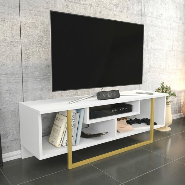 Hanah Home TV Stand Gold White Asal 120 - Gold, White
