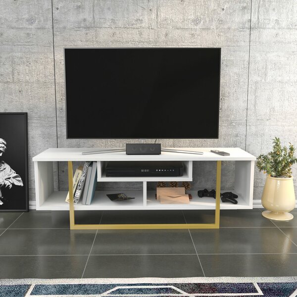 Hanah Home TV Stand Gold White Asal 120 - Gold, White