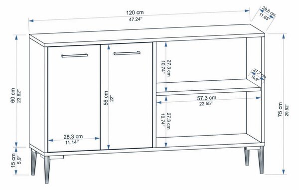 Hanah Home Console Sapphire Oak Frezya - Sapphire Oak