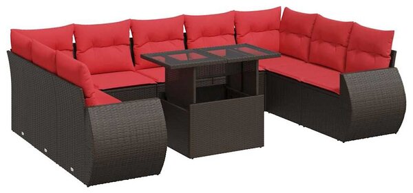 VidaXL 10 részes barna polyrattan akácfa kerti ülőgarnitúra párnákkal