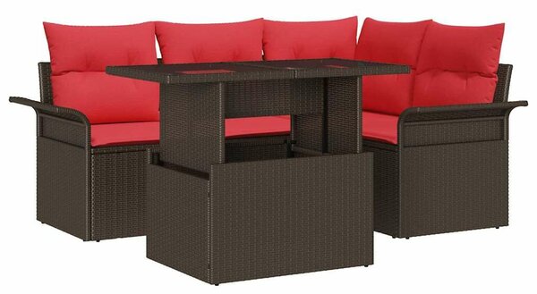 VidaXL Kerti Kanapé Szett 5 db Barna [Műanyag]: Poly Rattan