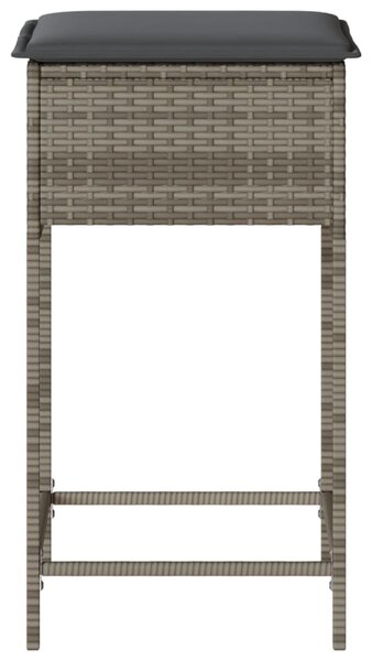2 db szürke polyrattan kerti bárszék párnával