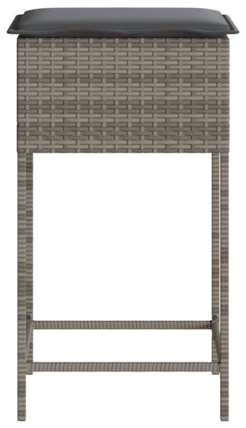 2 db szürke polyrattan kerti bárszék párnával