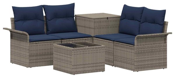 VidaXL Kanapé Szett 6 pcs 4-Ülőhelyek száma Szürke és sötétkék