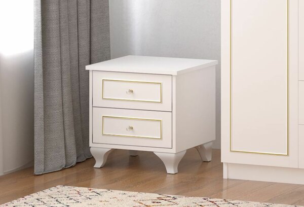 Hanah Home Éjjeliszekrény Matt Fehér Arany - Rb-090