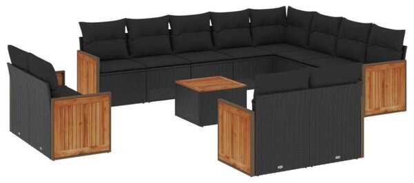 VidaXL Polyrattan Kerti Ülőgarnitúra - 13 részes - Fekete