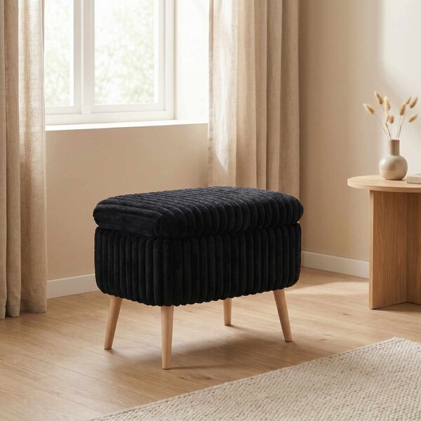 Atelier Del Sofa Toscano Black Mini Oslo Linen Puff - Toscano Black Puff
