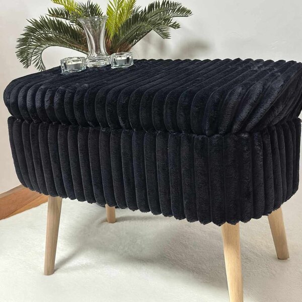 Atelier Del Sofa Toscano Black Mini Oslo Linen Puff - Toscano Black Puff