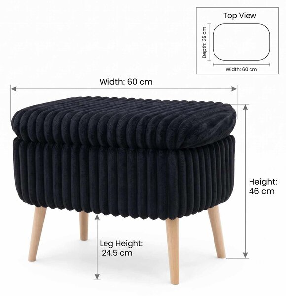Atelier Del Sofa Toscano Black Mini Oslo Linen Puff - Toscano Black Puff