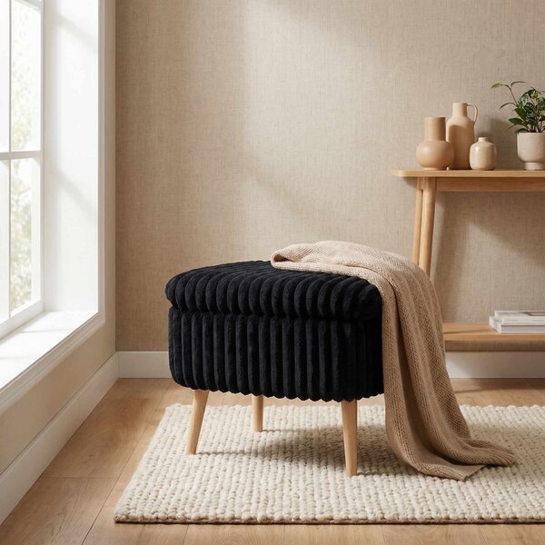 Atelier Del Sofa Toscano Black Mini Oslo Linen Puff - Toscano Black Puff