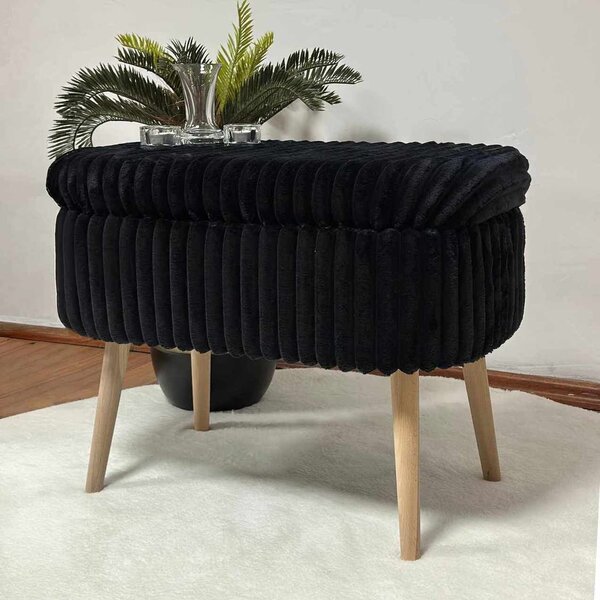 Atelier Del Sofa Toscano Black Mini Oslo Linen Puff - Toscano Black Puff
