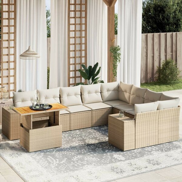 VidaXL Polyrattan Kerti Ülőgarnitúra - 10 részes - Bézs