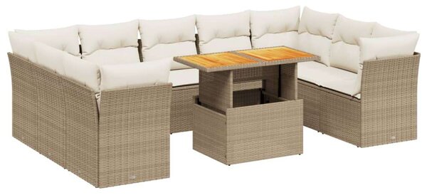 Polyrattan Kerti Ülőgarnitúra - 10 részes - Bézs