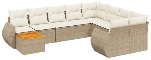 VidaXL Polyrattan Kerti Ülőgarnitúra - 10 részes, Bézs