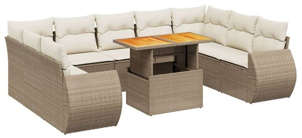 VidaXL Polyrattan Kerti Ülőgarnitúra - 10 részes - Bézs